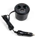 Steckdose/USB-Adapter/Spannungsmesser Grundig 2-fach, für Getränkehalter, LED-Anzeige, 2 x USB, 12V/1,5A