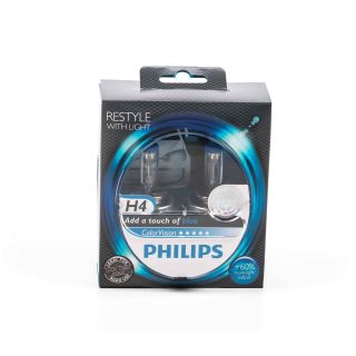 Scheinwerferlampe-H4 PHILIPS ColorVision für farbigen Glanz im Scheinwerfer, P43t-38, 12V/55W, Farbe blau