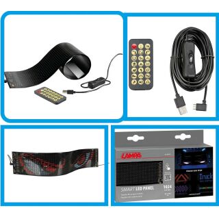 Smart-LED-Panel, flexibel, für LKWs mit 1024 LEDs, langes USB-C Kabel, vielen beweglichen Abbildungen, wie 100 verschiedene Teufels-Augen, programmierbar, Bedienung über Fernbedienung oder App, (L) ca. 37,5 cm