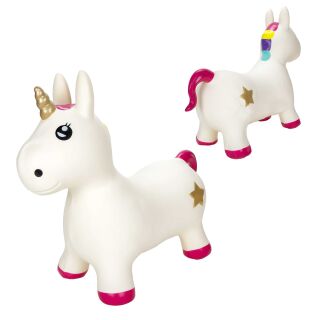 Einhorn-Hüpftier für Kleinkinder zum Aufblasen, fördert wie Hüpfball motorische Fähigkeiten, z.B. Gleichgewichtssinn etc., Tragkraft max. 20 kg