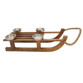 Dekoschlitten mit 4 Kerzenhaltern für Adventsgesteck, Adventsdekoration, (HxBxT) ca. 11 x 20 x 41 cm