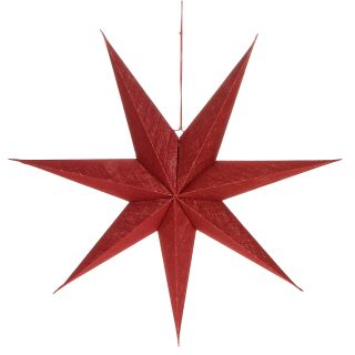 Großer Faltstern aus Jute und Kraftpapier, beleuchtbar, faltbar, Weihnachtsstern, Weihnachts-Deko zum Hängen, als Deko-Element oder Lampenschirm nutzbar, inkl. Kunststoffschutz für evtl. Glühbirne, Ø ca. 76 cm
