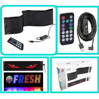 Devils Eye für LKW, Programmierbare Flexible LED-Panel (L ca. 59 cm) mit 1536 LEDs, vielen beweglichen Abbildungen, u.a. ca. 500 Teufelsaugen Bedienung über Fernbedienung oder Handy-App
