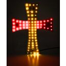 LED Kreuz mit 84 weißen LEDs auf gelb-rot-gelb, spanische Nationalfarben, für LKW- oder Wohnmobil-Dekoration, inklusive 2 Saugnapfhalter, mit USB-A Stecker