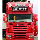 LED Kreuz mit 84 weißen LEDs auf gelb-rot-gelb, spanische Nationalfarben, für LKW- oder Wohnmobil-Dekoration, inklusive 2 Saugnapfhalter, mit USB-A Stecker