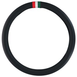LKW-Lenkradbezug mit kleiner Flagge in grün-weiß-rot, Nationalfarben von Italien, Lenkradschoner aus Kunstleder, außen und innen rutschfest, Lenkradhülle für Lenkräder mit (Ø) ca. 44 – 46 cm