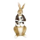 Deko-Hasen, 2 große Osterhasen, mit aufgestellten und mit angelegten Hasenohren Polyresin, (H) ca. 40 / 33 cm, Osterdekoration - Dekofigur