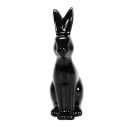 Deko-Hase schwarz aus Keramik, Größe (HxBxT) ca. 30 x 10 x 19 cm, eleganter Hase mit hübschem Gesicht, Osterdekoration - Dekofigur