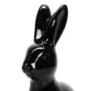 Deko-Hase schwarz aus Keramik, Größe (HxBxT) ca. 30 x 10 x 19 cm, eleganter Hase mit hübschem Gesicht, Osterdekoration - Dekofigur