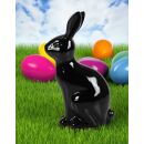 Deko-Hase schwarz aus Keramik, Größe (HxBxT) ca. 30 x 10 x 19 cm, eleganter Hase mit hübschem Gesicht, Osterdekoration - Dekofigur