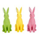 Deko-Hasen 3er Set bunte Hasen, sitzende Osterfiguren aus...