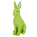 Deko-Hasen 3er Set bunte Hasen, sitzende Osterfiguren aus Polyresin, Höhe ca. 24 cm, grün, gelb und pink, Osterdekoration - Dekofigur