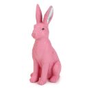 Deko-Hasen 3er Set bunte Hasen, sitzende Osterfiguren aus Polyresin, Höhe ca. 24 cm, grün, gelb und pink, Osterdekoration - Dekofigur