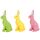 Deko-Hasen 3er Set bunte Hasen, sitzende Osterfiguren aus Polyresin, Höhe ca. 24 cm, grün, gelb und pink, Osterdekoration - Dekofigur