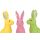 Deko-Hasen 3er Set bunte Hasen, sitzende Osterfiguren aus Polyresin, Höhe ca. 24 cm, grün, gelb und pink, Osterdekoration - Dekofigur