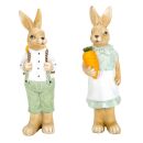 Deko-Hasen, 2 Osterfiguren, Hasenmann mit Ostereier-Korb...