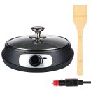 Teppanyaki-Grill für LKW, Wohnmobil, 24V Elektro-Grillpfanne, Deckel aus gehärtetem Glas, Grillfläche antihaftbeschichtet, Ø ca. 26 cm