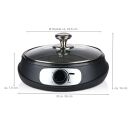 Teppanyaki-Grill für LKW, Wohnmobil, 24V Elektro-Grillpfanne, Deckel aus gehärtetem Glas, Grillfläche antihaftbeschichtet, Ø ca. 26 cm
