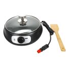 Teppanyaki-Grill für LKW, Wohnmobil, 24V Elektro-Grillpfanne, Deckel aus gehärtetem Glas, Grillfläche antihaftbeschichtet, Ø ca. 26 cm
