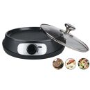 Teppanyaki-Grill für LKW, Wohnmobil, 24V Elektro-Grillpfanne, Deckel aus gehärtetem Glas, Grillfläche antihaftbeschichtet, Ø ca. 26 cm