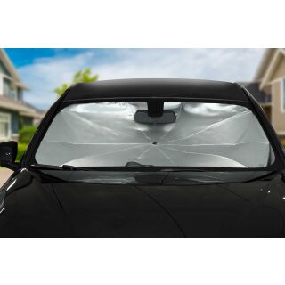 Auto-Sonnenschutzschirm mit Aufbewahrungstasche, für die Frontscheibe, Sonnenschutz passend für fast alle PKWs, reflektiert Sonnenlicht zu 100%