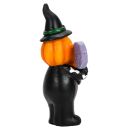 2-er Set kleines Kürbis-Skelett, handbemalt, für Halloween, Jack-O-Lantern Deko-Kürbis mit schwarz/weißem Skelett-Anzug, Hexenhut, Spinnweben-Lolli bzw. Hexen-Besen, Polyresin, Größe je (HxB) ca. 11,5 x 5,5 cm