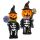 2-er Set kleines Kürbis-Skelett, handbemalt, für Halloween, Jack-O-Lantern Deko-Kürbis mit schwarz/weißem Skelett-Anzug, Hexenhut, Spinnweben-Lolli bzw. Hexen-Besen, Polyresin, Größe je (HxB) ca. 11,5 x 5,5 cm