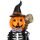 2-er Set kleines Kürbis-Skelett, handbemalt, für Halloween, Jack-O-Lantern Deko-Kürbis mit schwarz/weißem Skelett-Anzug, Hexenhut, Spinnweben-Lolli bzw. Hexen-Besen, Polyresin, Größe je (HxB) ca. 11,5 x 5,5 cm