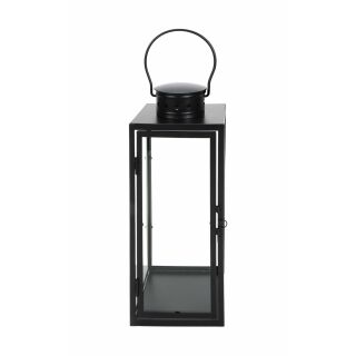 Metalllaterne mit Glasscheiben, Windlicht zum Stellen oder Hängen, Indoor und Outdoor, schwarz, (H) ca. 35 cm