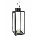 Metalllaterne mit Glasscheiben, Windlicht zum Stellen oder Hängen, Indoor und Outdoor, schwarz, (H) ca. 35 cm