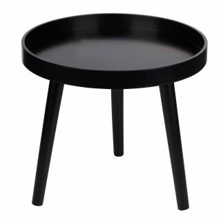 Beistelltisch rund Ø 40 cm Höhe 36 cm, Tisch mit 3 Beinen aus Holz, schwarz