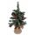Künstlicher Weihnachtsbaum, beleuchtet von 15 LEDs warmweiß, mit 5 Tannenzapfen, 5 Dolden mit je 5 künstlichen roten Beeren, verschneite Optik, Fuß im Sisalsack, Batteriebetrieb, IP 44
