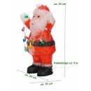 Weihnachtsmann aus Acryl mit 50 kaltweißen LEDs und bunter Lichterkette mit 10 LEDs, Indoor / Outdoor geeignet, 6 Std.-Timer, Kabellänge ca. 5 m