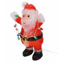Weihnachtsmann aus Acryl mit 50 kaltweißen LEDs und bunter Lichterkette mit 10 LEDs, Indoor / Outdoor geeignet, 6 Std.-Timer, Kabellänge ca. 5 m