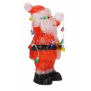 Weihnachtsmann aus Acryl mit 50 kaltweißen LEDs und bunter Lichterkette mit 10 LEDs, Indoor / Outdoor geeignet, 6 Std.-Timer, Kabellänge ca. 5 m