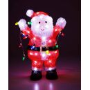 Weihnachtsmann aus Acryl mit 50 kaltweißen LEDs und bunter Lichterkette mit 10 LEDs, Indoor / Outdoor geeignet, 6 Std.-Timer, Kabellänge ca. 5 m