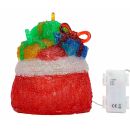Acryl Geschenkesack mit bunten Päckchen, beleuchtet mit 20 LEDs kaltweiß, 6 Std.-Timer, für Indoor & Outdoor, Batteriebetrieb