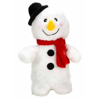Lustiger Plüsch-Schneemann, Weihnachtsfigur die tanzt und dabei "Jingle Bells" auf Sensor-Knopfdruck singt, Batteriebetrieb mit An-/Aus-Kippschalter