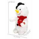 Lustiger Plüsch-Schneemann, Weihnachtsfigur die tanzt und dabei "Jingle Bells" auf Sensor-Knopfdruck singt, Batteriebetrieb mit An-/Aus-Kippschalter