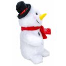 Lustiger Plüsch-Schneemann, Weihnachtsfigur die tanzt und dabei "Jingle Bells" auf Sensor-Knopfdruck singt, Batteriebetrieb mit An-/Aus-Kippschalter