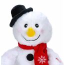 Lustiger Plüsch-Schneemann, Weihnachtsfigur die tanzt und dabei "Jingle Bells" auf Sensor-Knopfdruck singt, Batteriebetrieb mit An-/Aus-Kippschalter